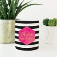 thumbnail image 2 of CTDream Wedding Party Personalized 11oz. Coffee Mug Gift, Olivia Maid of Honor, Modern Black White Stripes Hot Pink Fuchsia Watercolor with Faux Gold Glitter, 1-Pack, Custom Birthday Present Ideas, 2 of 6