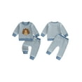 thumbnail image 2 of Qmyliery Baby Boys Pants Set, Long Sleeve Embroidery Turkey Sweatshirt with Striped Pants Thanksgiving Clothes, 2 of 9