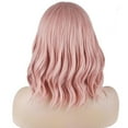 thumbnail image 5 of RightOn 14'' Pink Wig Women Girls Short Curly Bob Wigs Lovely Pink Wigs with Bangs with Wig Cap, 5 of 9