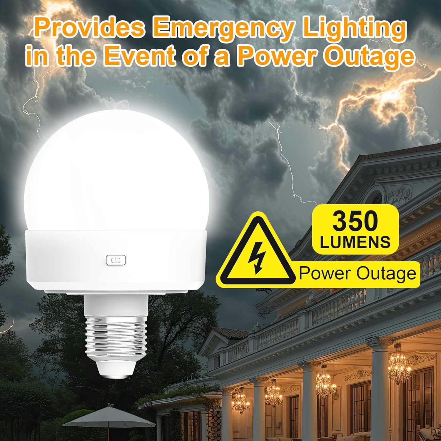 Rechargeable Battery Operated Light Bulbs, 300LM E26 Socket (Magnetic Detachable) Light Bulb for Lamps with Remote Control Dimmable＆Timer, Puck Emergency Lamp for Non-Hardwired Wall Sconce (Pack