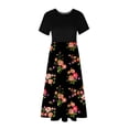 thumbnail image 4 of Fankiway Robe à Manches Courtes Col Rond Mi-Mollet Double Poche Imprimé Floral Robe à Manches Courtes Col Rond Robes Grande Taille pour Femmes Courbes Robes de Printemps pour Femmes 3631, 4 of 4