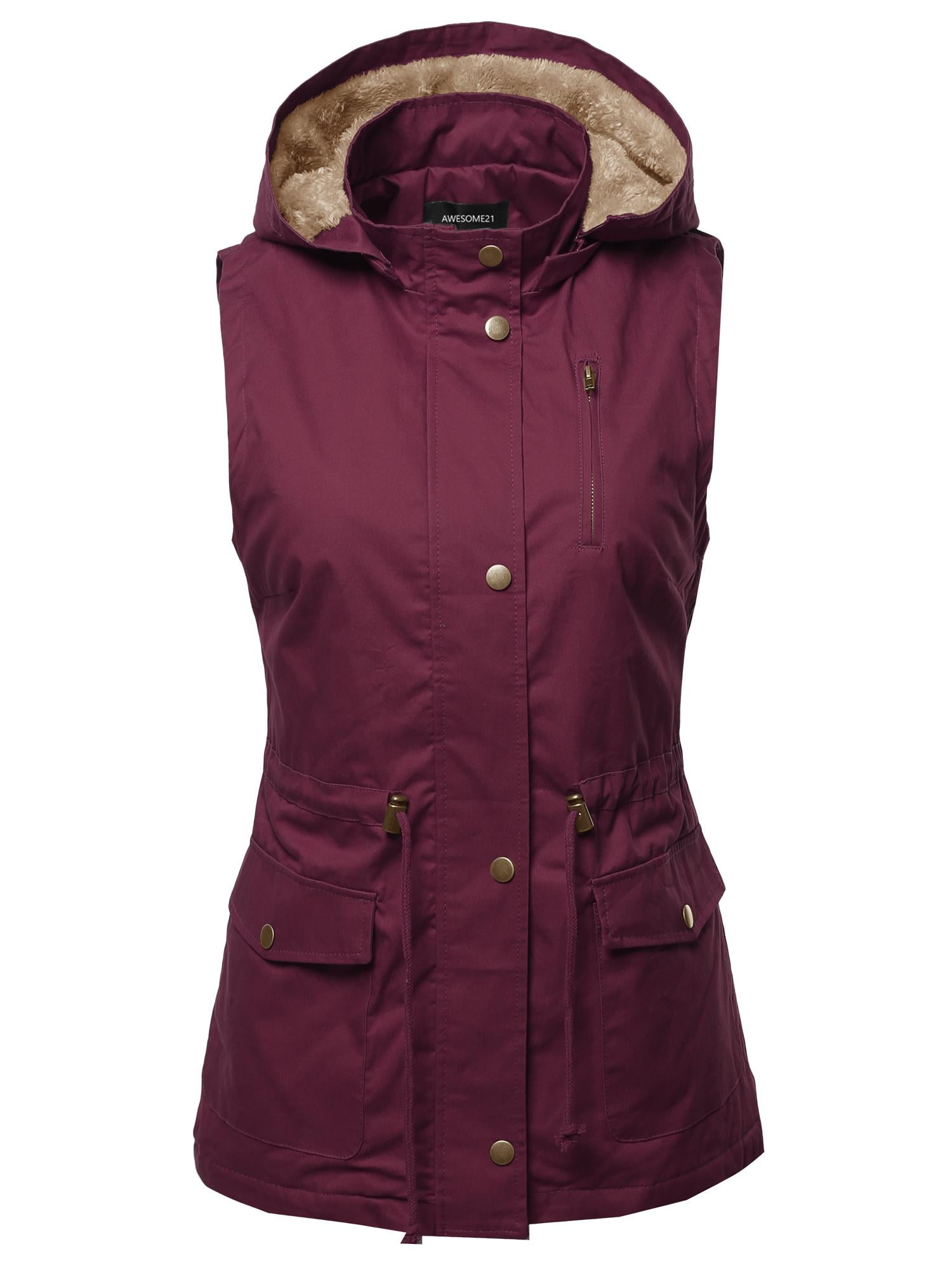 FashionOutfit Women's Solid Lightweight Sleeveless Anorak Vest