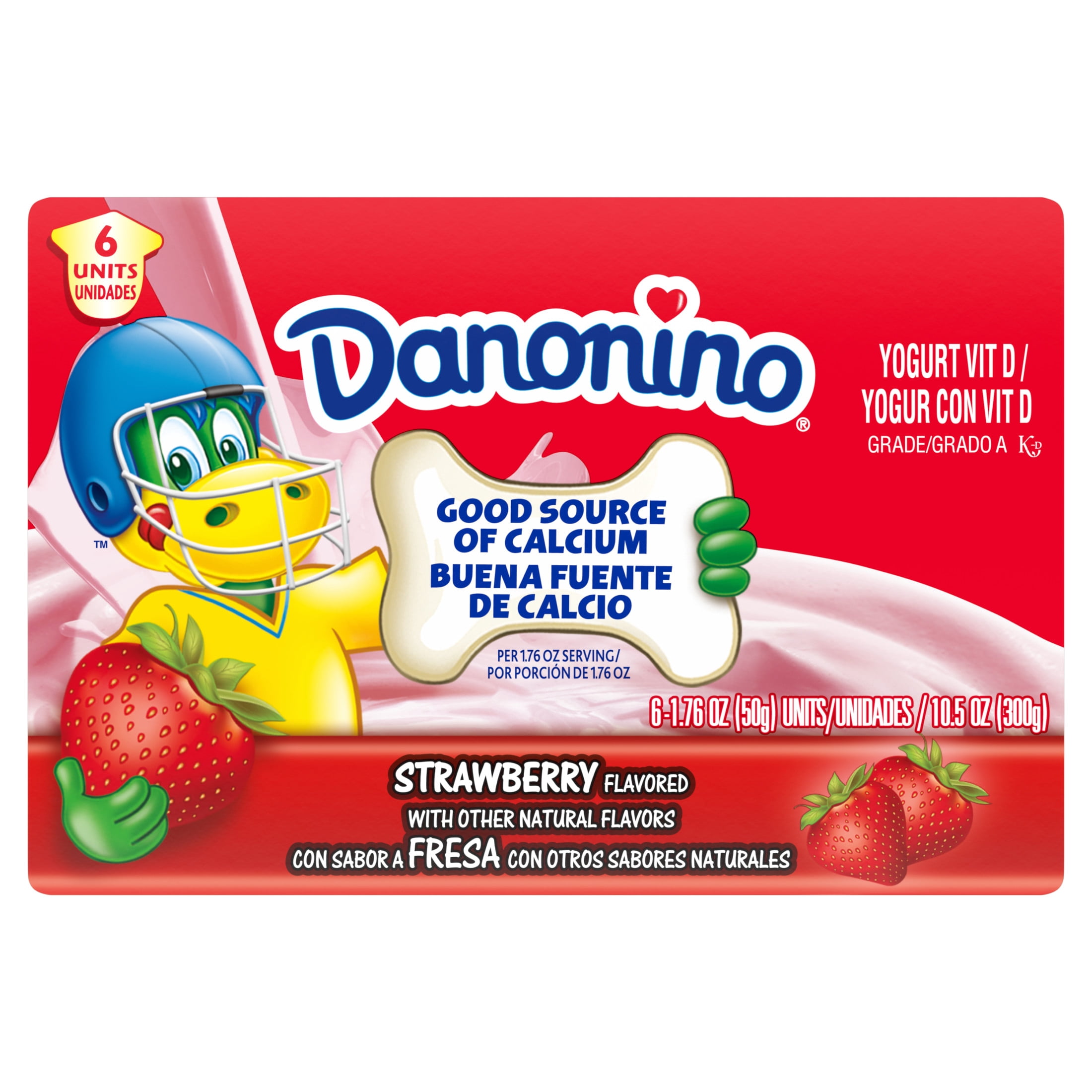 Danonino Strawberry Dairy Snack, 1.76oz, 6 Count
