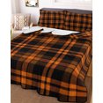 thumbnail image 1 of Quilts Full Size, Burnt Orange Plaid Soft Comforter Bedding Set for Bed, Farmhouse Retro Black Checkered Lightweight Quilted Bedspread with Pillow Cover(2 Pieces) for All Season, 78x90 Inch, 1 of 4
