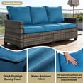 thumbnail image 5 of Decksplore 3-Seat All-Weather Outdoor Rattan Sofa, High Back Brown Wicker Patio Sofa with Peacock Blue Cushions for Backyard Garden Patio Lounge, 5 of 8