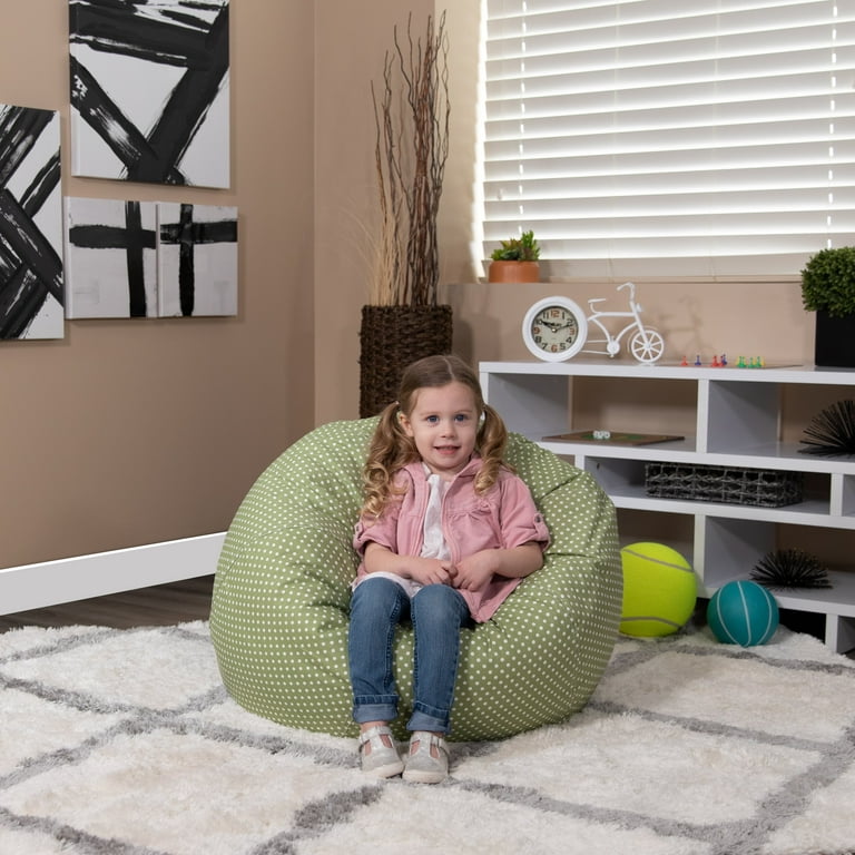 Flash Furniture Small Green Dot Refillable Bean Bag Chair for Kids and Teens