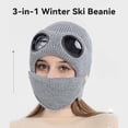 thumbnail image 3 of 3-in-1 Winter Ski Hat, Beanie with Detachable Mask and Goggles, Unisex Thermal Knit Hat for Snowboarding Skiing, Cold Weather Outdoor Activity Set for Men Women, 3 of 8