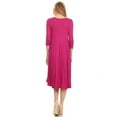 thumbnail image 3 of Women's Casual Basic Comfy 3/4 Sleeve Flare A-line Midi long maxi Dress, 3 of 7