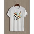 thumbnail image 2 of Camiseta con estampado de casete retro para hombre. Cuello redondo informal, mezcla de algodón y elastano, ligeramente elástica. Tejido de punto de verano. Ideal para adultos, hombres, mujeres, adoles, 2 of 7