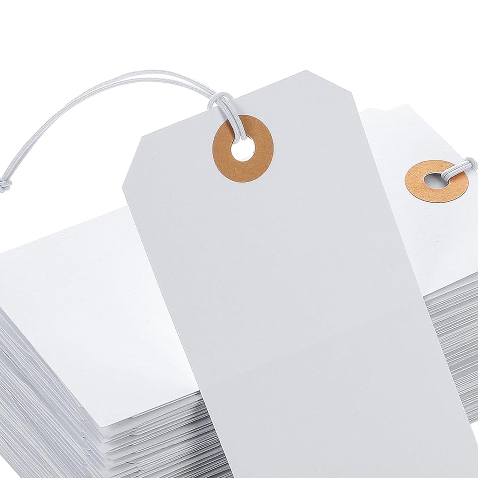 Tachiuwa 100Pcs Gift Tags with String Gift Hanging Label Tags with Hole Decorations Labels Garment Tags Blank Hanging Tags for Drawing 12x6cm