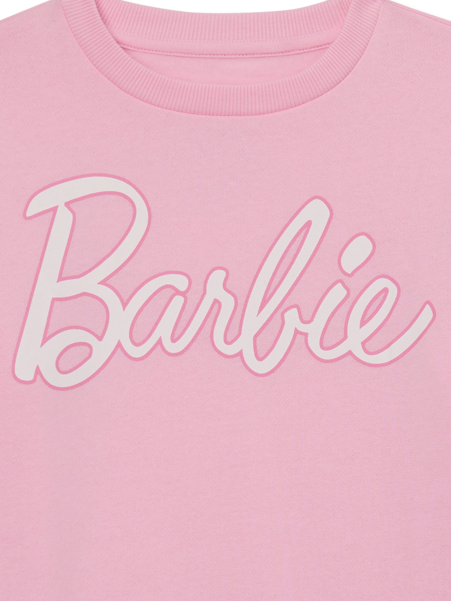Barbie Girls Logo Graphic Crewneck Fleece Sweatshirt, Size 4-16