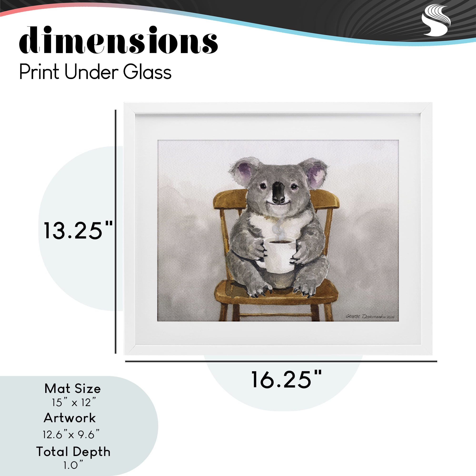 Stupell Industries Koala with Coffee Mug White Framed Print Under Glass, design by George Dyachenko