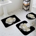 thumbnail image 2 of Abstract White Bathroom Rugs Set Gold Floral Black Background Modern Art Non Slip Absorbent Soft Bath Mats 3 Piece Set with Bathroom Rug, U-Shaped Floor Mat, Toilet Seat Cover Small Size, 2 of 9