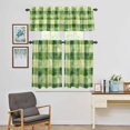 thumbnail image 5 of Kitchen Window Curtains Valance and Tier Set, Spring Abstract Green Yellow Plaid Rod Pocket Tier Curtains and Valance 3 Piece Set, Rustic Buffalo Checker Window Treatment for Bedroom Living Room, 5 of 9