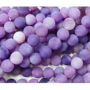 GIFTSJOY 8mm 15 Inches Purple Matte Agate Round Beads ForJewelry Making