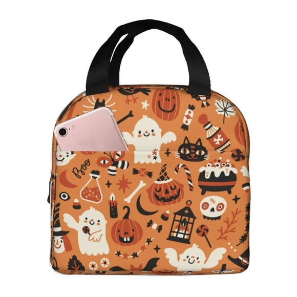 Easygdp Halloween 2 Bolsa Térmica Premium - Tela Oxford Impermeable, Gran Capacidad, Bolsillo Frontal, Unisex para Trabajo, Escuela, Actividades al Aire Libre y Picnics