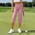 thumbnail image 5 of Aboser Athletic Capri Yoga Pants for Women High Waist Workout Capris Stretchy Straight Leg Gym Pants Casual Knee Length Cropped Trousers Solid Color Open Buttom Sweatpants with Pockets, 5 of 9