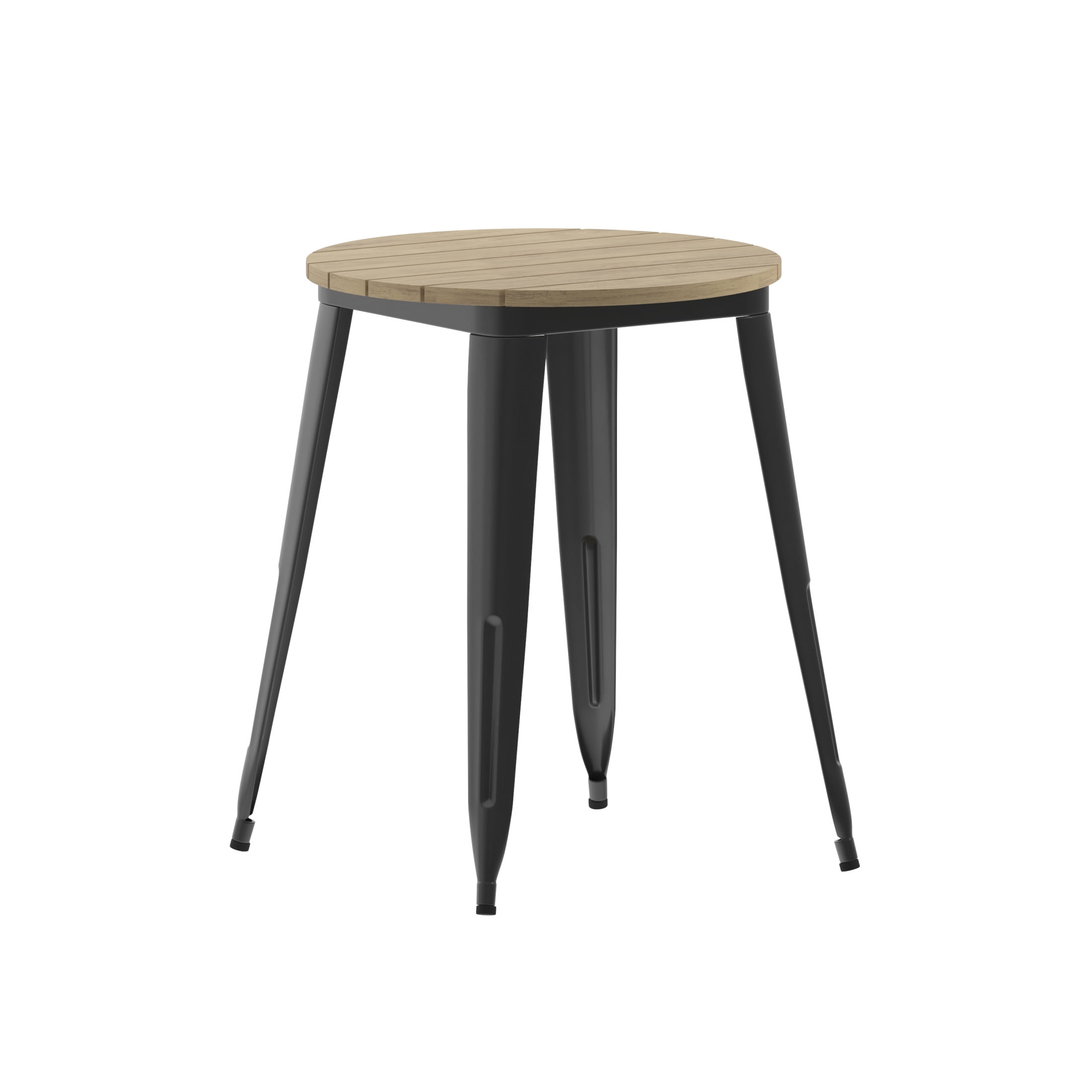 Flash Furniture Declan Commercial Grade Indoor/Outdoor Dining Table, 23.75" Round All Weather Brown Poly Resin Top with Black Steel Base