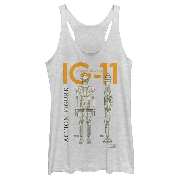 Women's Star Wars: The Mandalorian IG-11 Action Figure Racerback Tank Top White Heather Small