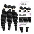 thumbnail image 2 of Brazilian Loose Wave 3 Bundles with Closure 4x4 Free Part Virgin Human Hair 10A 100% Unprocessed Human Hair Extensions Natural Color, 2 of 5
