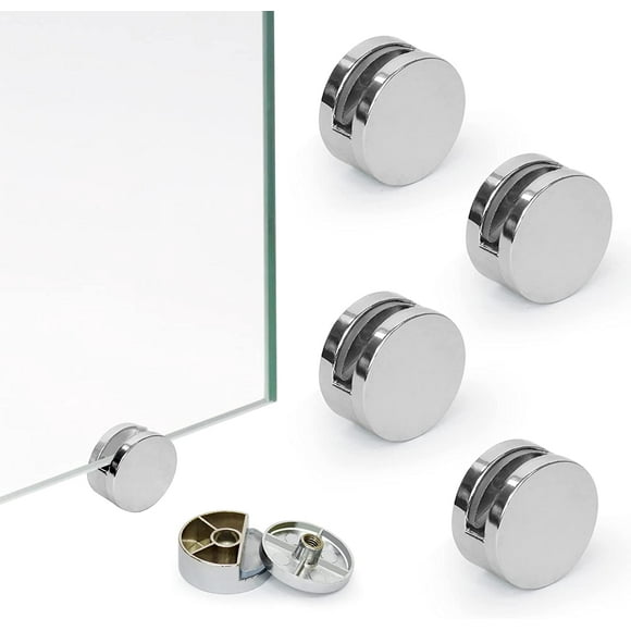 yeuweold 8 Pcs Mirror Glass Clips Mirror Wall Holder Clips Mirror Glass Hanging Bracket Glass Mounting Round Clips in Bathroom Mirror Fix Kit Set