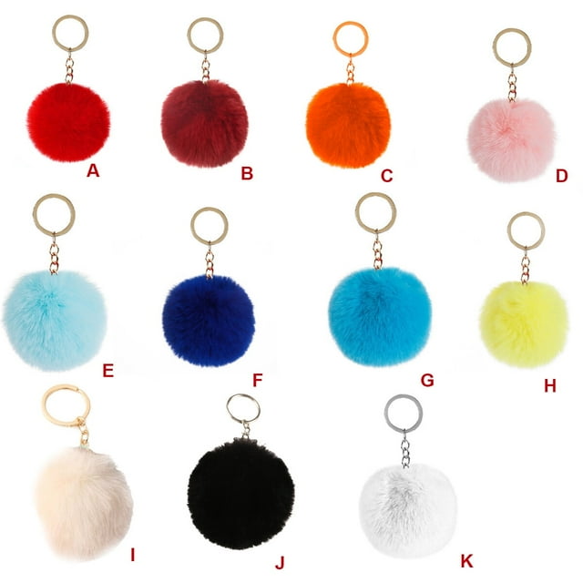 Fuzzy Ball Keychain Supple Comfortable Lovely Key Rings Adorable Practical Key Chains Women for Children Adults Elderly Students Yellow 8cm