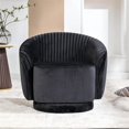 thumbnail image 1 of Silla de barril giratorio de terciopelo de 366 grados, sillón moderno de acento plisado con base resistente y cojín acolchado grueso, 1 of 5
