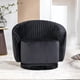 thumbnail image 1 of Silla de barril giratorio de terciopelo de 366 grados, sillón moderno de acento plisado con base resistente y cojín acolchado grueso, 1 of 5