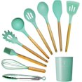 thumbnail image 1 of Cooking Tool Sets 9/10/11/12Pcs Cooking Tools Set Wood+Silicone Kitchen Cooking Utensils Set Cookware Storage Box Turner Tongs Spatula Spoon Whisk (Color : Black-11Pcs), 1 of 7