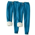 thumbnail image 3 of ctdiral Womens Fleece Lined Sweatpants 2 Pack Sherpa Drawstring Warm Long Pants with Pockets Winter Thermal Leggings Solid Color Loungewear Dark Blue XXL, 3 of 6