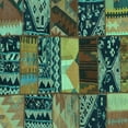 thumbnail image 1 of Ahgly Company Machine Washable Indoor Square Patchwork Turquoise Blue Transitional Area Rugs, 3' Square, 1 of 4