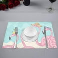 thumbnail image 2 of MKHERT Cute Flamingos with Crown Summer Hat and Ribbon Placemats Table Mats for Dining Room Kitchen Table Decoration 12x18 inch,Set of 6, 2 of 4