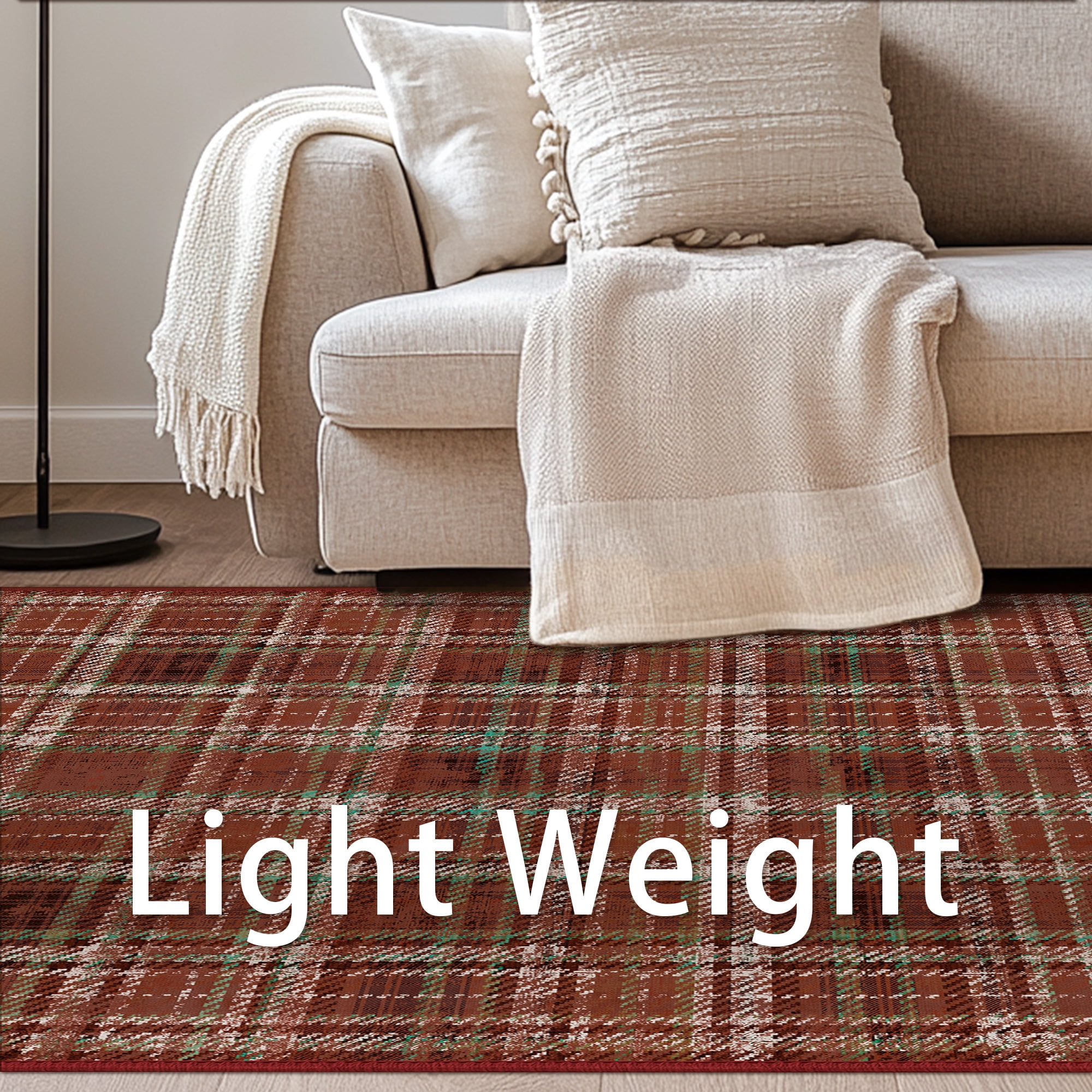 KUETH Christmas Area Rug 2×7 Indoor Kitchen, Christmas Rugs for Living Room,Machine Washable Rug,Printed Holiday Decor, Non-Slip Rug, Bedroom, Dinning Room