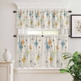 thumbnail image 2 of 3 Piece Kitchen Curtains and Valances Set Blue Yellow Diamond Cafe Curtains 24 Inch Length Modern Geometric Middle Century Beige Valance & Tier Curtain for Living Room Bedroom 54"x18"+27"x24"*2, 2 of 6