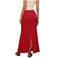 thumbnail image 4 of Fnooota Maxi Skirts for Women, Cotton Linen Back Split High Waist Summer Long Skirts Red Size S, 4 of 5