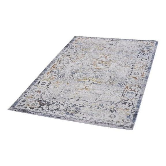 Bunyan Collection Traditional Vintage Ivory/Gray Area Rug (6'7'' x 9')