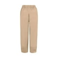 thumbnail image 6 of Tailored Wide Leg Pants For Women Cotton Waist Crop Loose Colour Pure And Harem Linen Elastic Khaki Women'S Pants With Pockets XL, 6 of 6