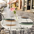 thumbnail image 3 of Mid Century Modern Elastic Fitted Round Table Cover Abstract Geometric Lines Green Beige Waterproof Outdoor Tablecloth for Holiday Party, Picnic, Patio & Dining Fits Tables Up to 55"-60", 3 of 8