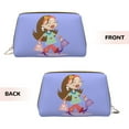 thumbnail image 3 of Large Clutch Leather Makeup Bag, Purple Shopping Girl Travel Toiletries Bag, Ladies Cosmetic Storage Bag, 3 of 8