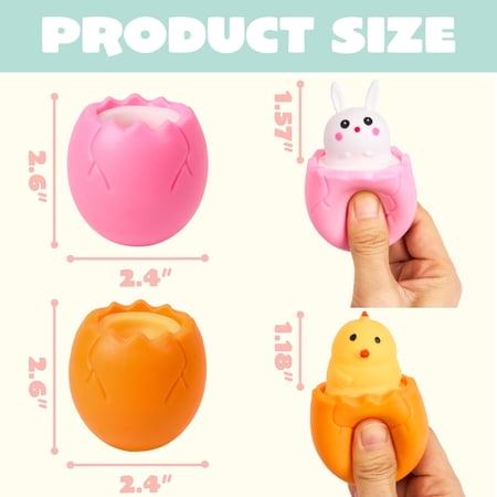 JOYFY 12 PCS EASTER EGGS STRESS BALLS, SQUISHY TOYS CUTE CHICKEN BUNNY PATTERNS, SQUEEZE BALL TOYS FOR EASTER EGG HUNT, EASTER BASKET STUFFERS FILLER, PARTY FAVORS, CLASSROOM PRIZE GIFTS