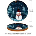 thumbnail image 3 of Christmas 6Pcs Round Microfiber Leather Car Coasters, 11x11 cm/4.3x4.3 in Size, Cup Holder Mat for Drinks, Absorbent Car Accessories, 3 of 6