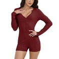 thumbnail image 1 of Ensemble de Pyjama Bodycon pour Femmes Printemps Aguichant Col en V Manches Courtes Combishort, 1 of 4
