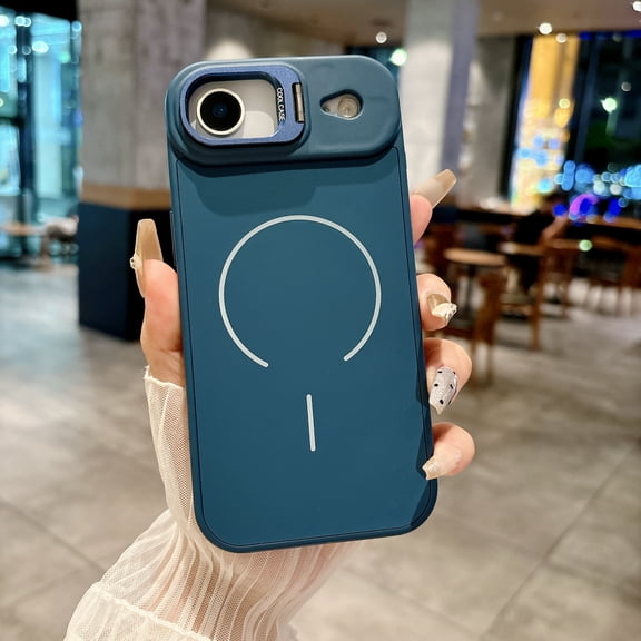 Allytechgroup for iPhone Air Case, Built-in Camera Lens Kickstand Support Wireless Charging Slim Bumper Shockproof Protective Magnetic Back Cover for iPhone Air, Darkblue