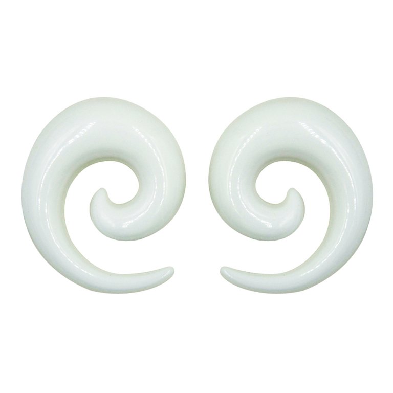Pair White Acrylic Spirals tapers plugs - Size=7/8