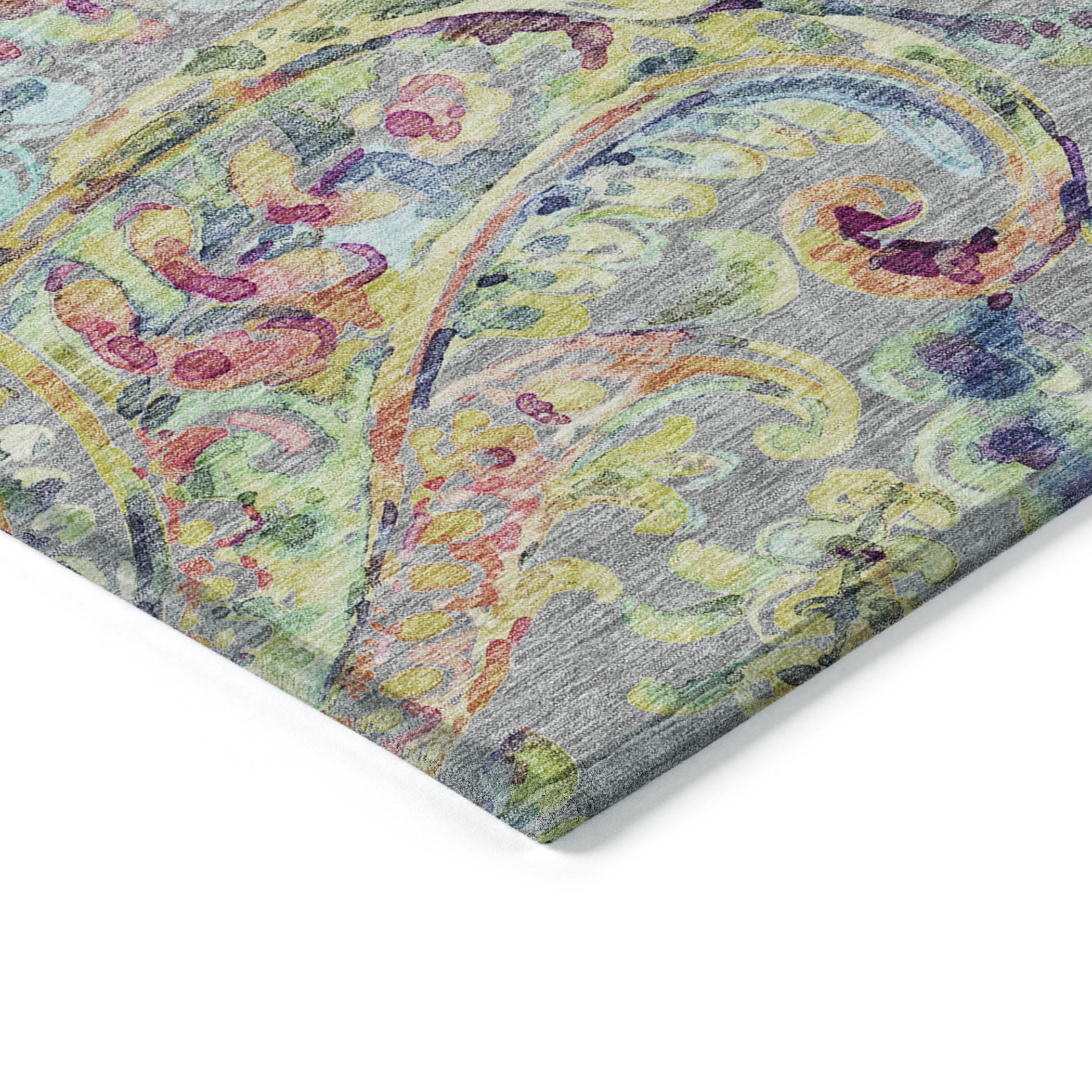 Addison Rugs Chantille Indoor/Outdoor Transitional Paisley Gray Washable Rectangle Rug, 9' x 12'