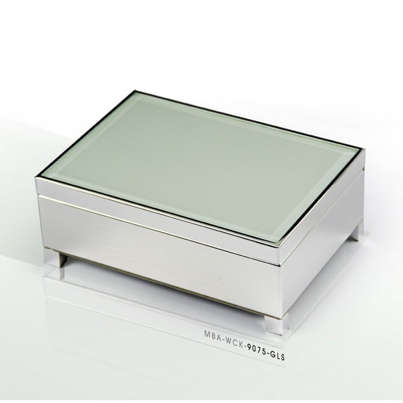 Contemporary 18 Note White Spray Glass with Silver Finish Base Musical Jewelry Box - Part of Your World