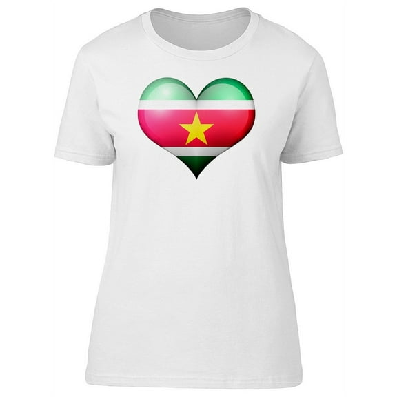 Suriname Heart Flag Doodle T-Shirt Women -Image by Shutterstock, Female Small