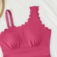 thumbnail image 7 of VISALY Women's One Piece Swimsuit One Shoulder Scalloped Ribbed Swimsuits Slimming Bathing Suit Full Coverage Modest Slimming Swimwear Tummy Control One Piece Beach Bathing Suit Hot Pink L, 7 of 7