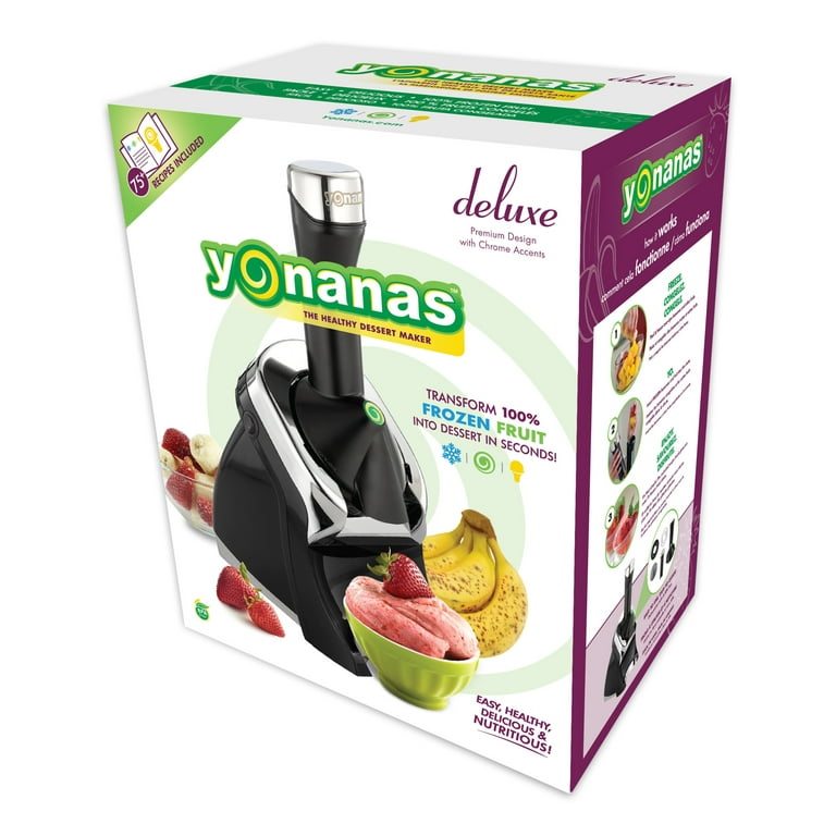  Yonanas 988RD Deluxe Vegan, Dairy-Free Frozen Fruit Soft Serve  Maker, Includes 75 Recipes, 200 W, Red: Home & Kitchen