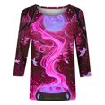 thumbnail image 4 of Jienlioq Hauts Tube pour Femmes Mode Décontractée Halloween Imprimé Col Rond Manches 3/4 T-Shirt en Solde, 4 of 5